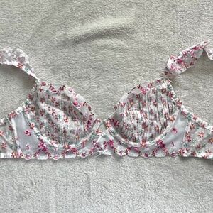 NWT For Love & Lemons White Floral Underwire Bra Size 34C